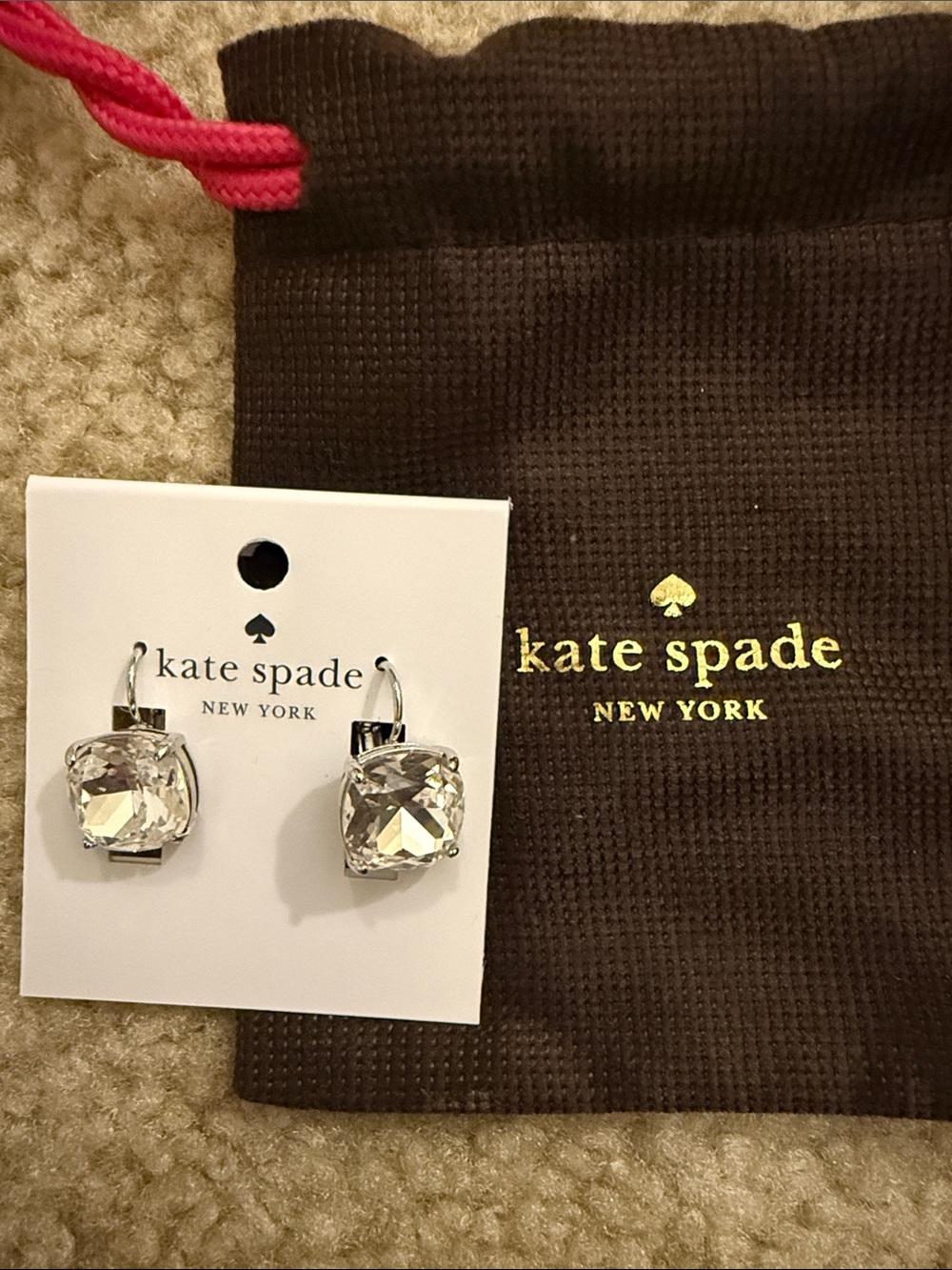 kate spade Clear Cushion-Cut Crystal Drop Earrings